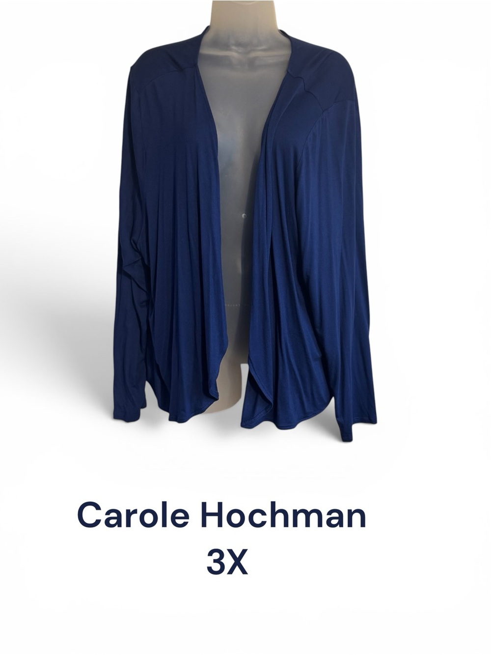 CAROLE HOCHMMAN Navy Open Draped Front Leisure/PJ Cardi 3X #Z